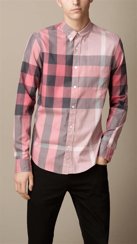 pink burberry men's shirt